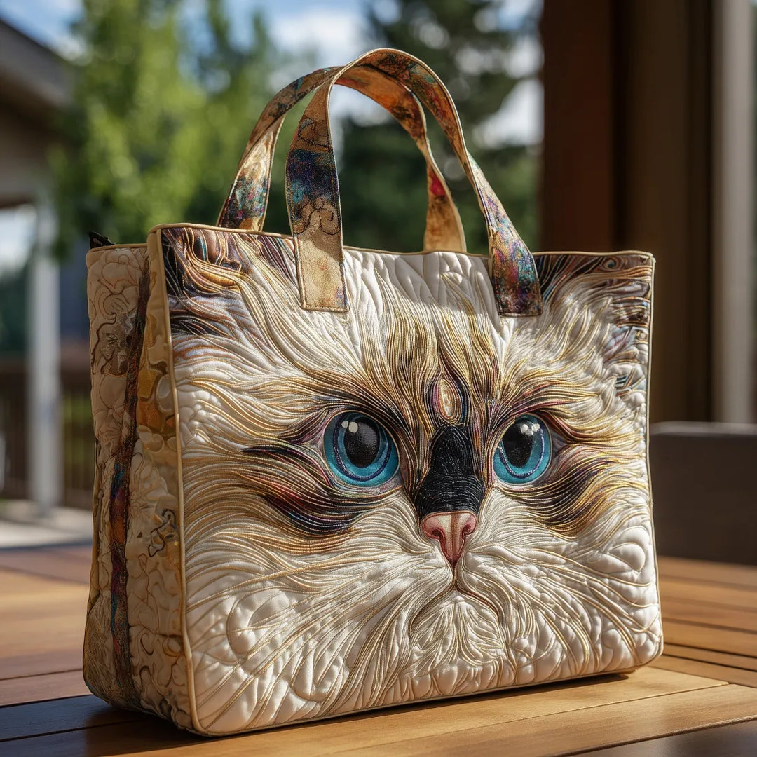 Bolsa artesanal - Gato Branco com Olhos Azuis