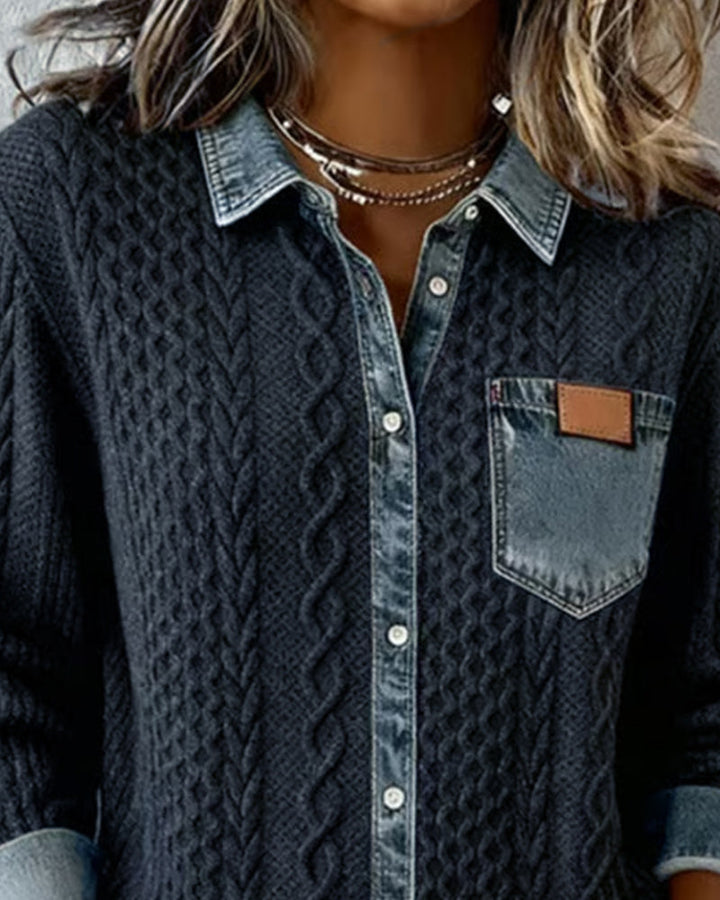 Makayla™ | Camisa de malha contrastante