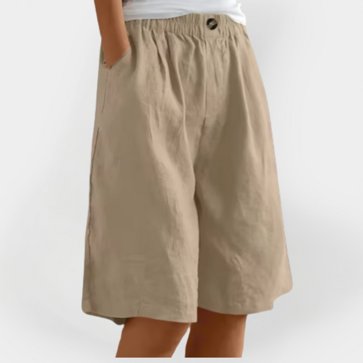 Calções de Linho com Bolsos