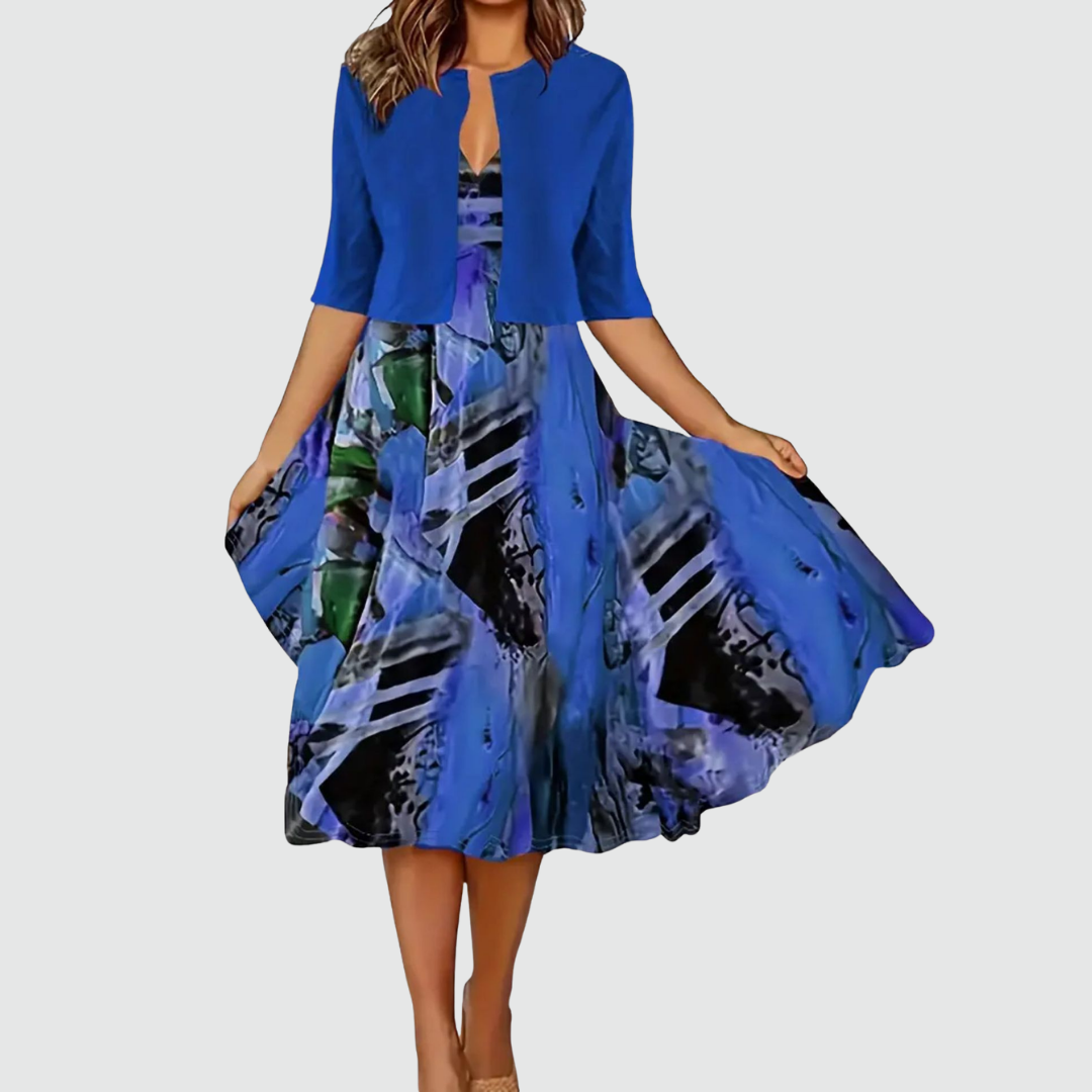 Alessia™ - Conjunto Elegante de Vestido + Cardigan