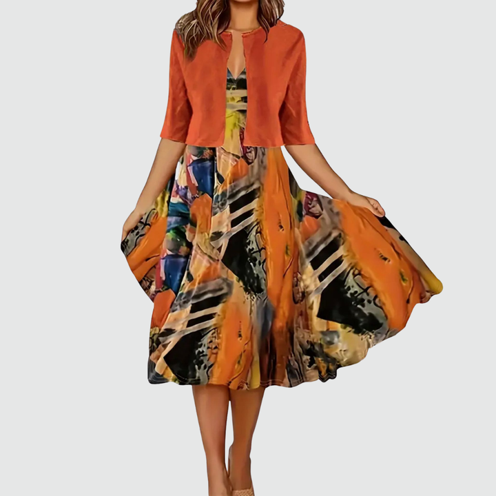 Alessia™ - Conjunto Elegante de Vestido + Cardigan