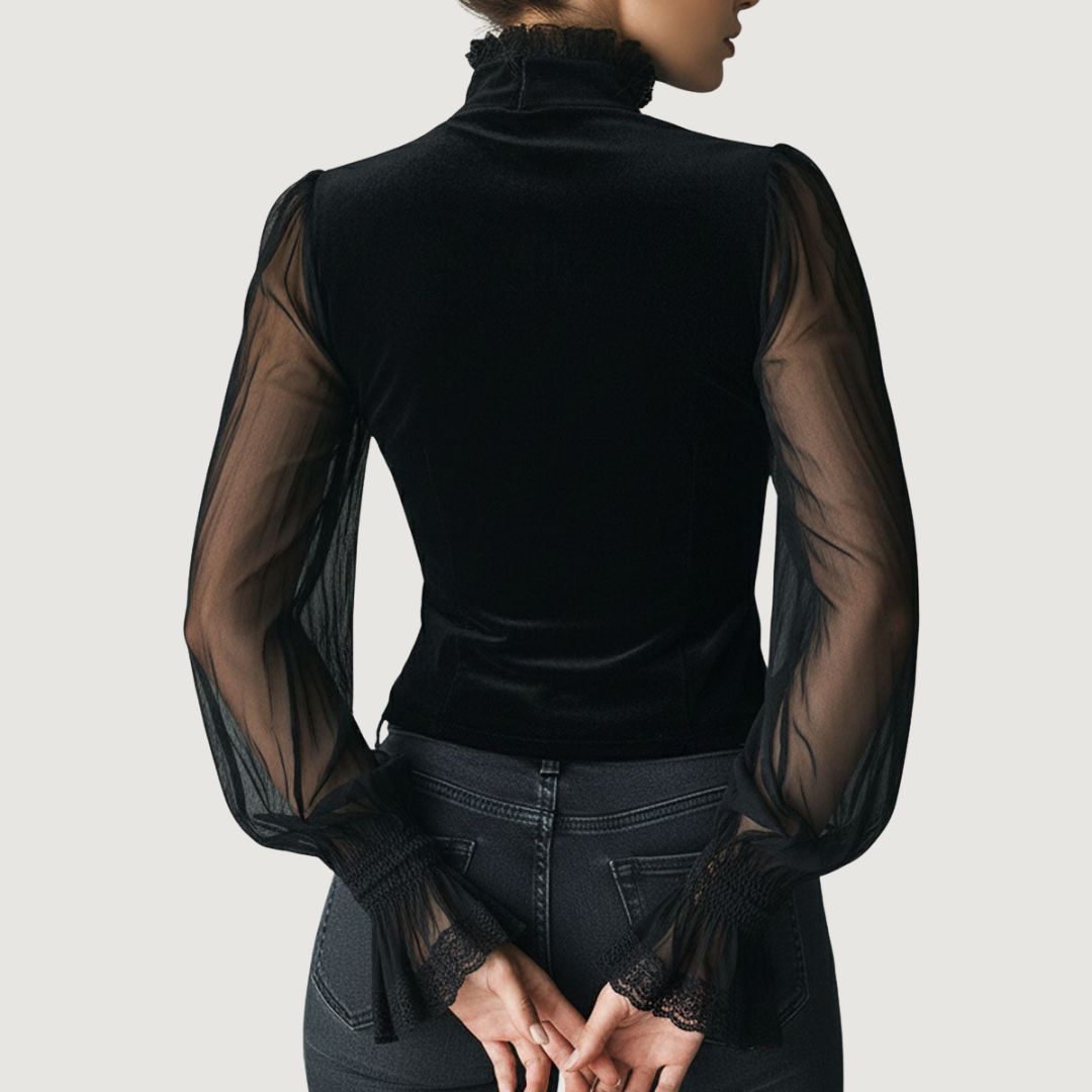 Samantha™ | Camisa elegante em renda e veludo
