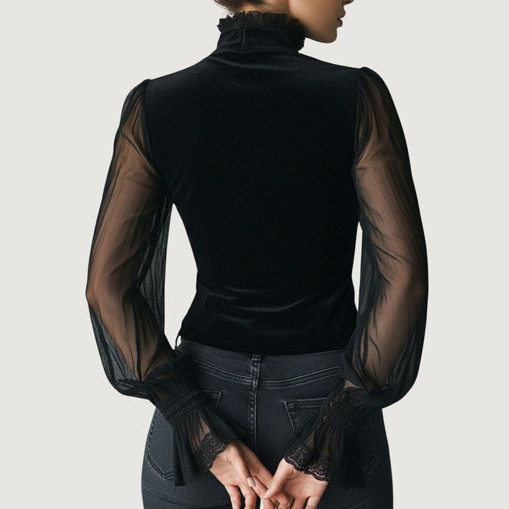 Samantha™ | Camisa elegante em renda e veludo