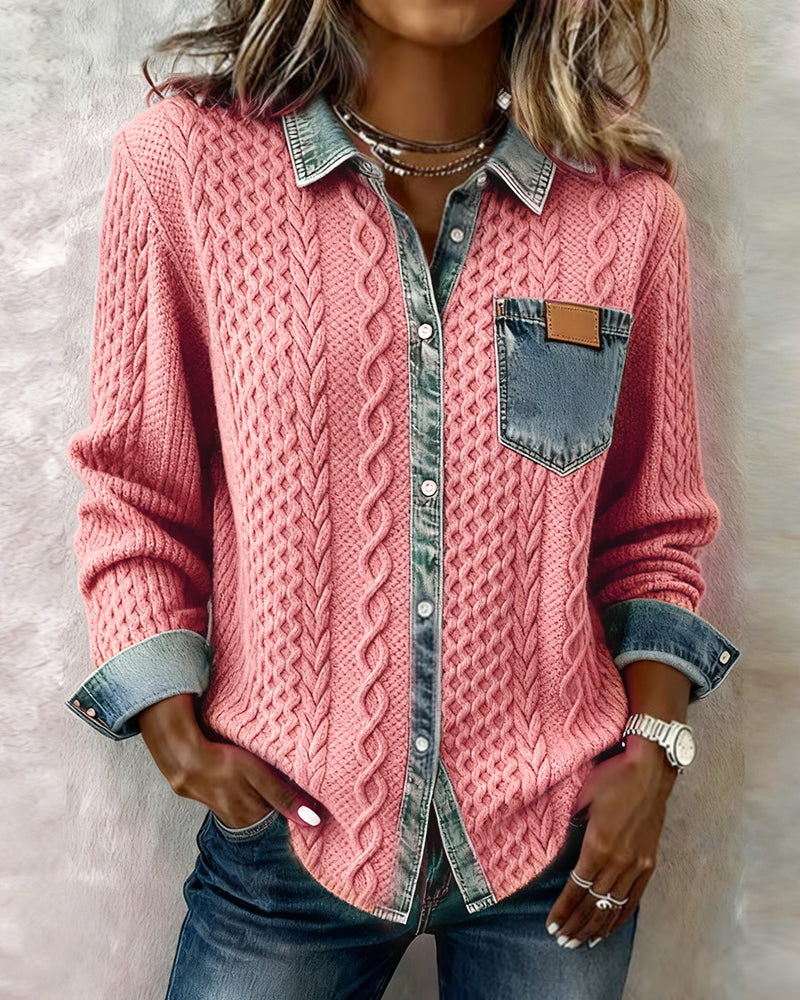 Makayla™ | Camisa de malha contrastante