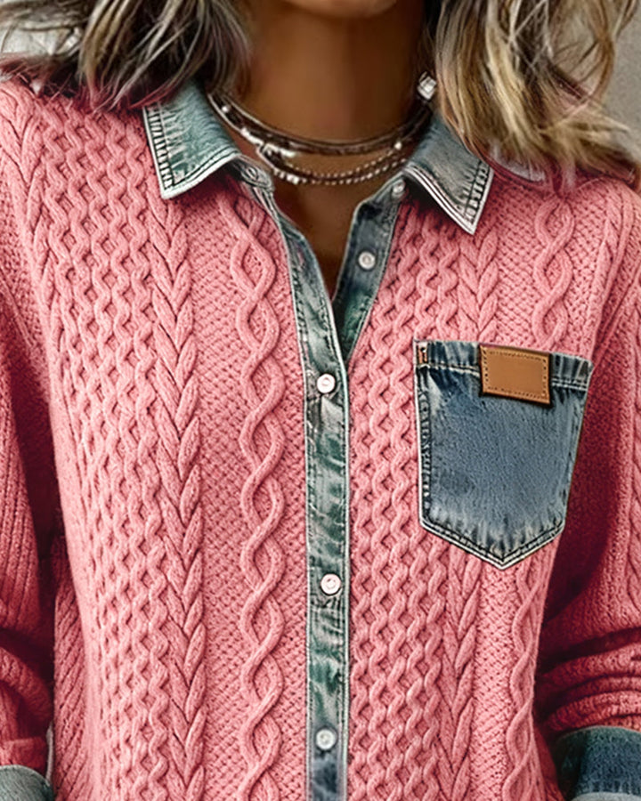 Makayla™ | Camisa de malha contrastante