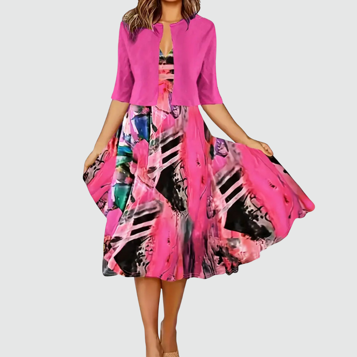 Alessia™ - Conjunto Elegante de Vestido + Cardigan