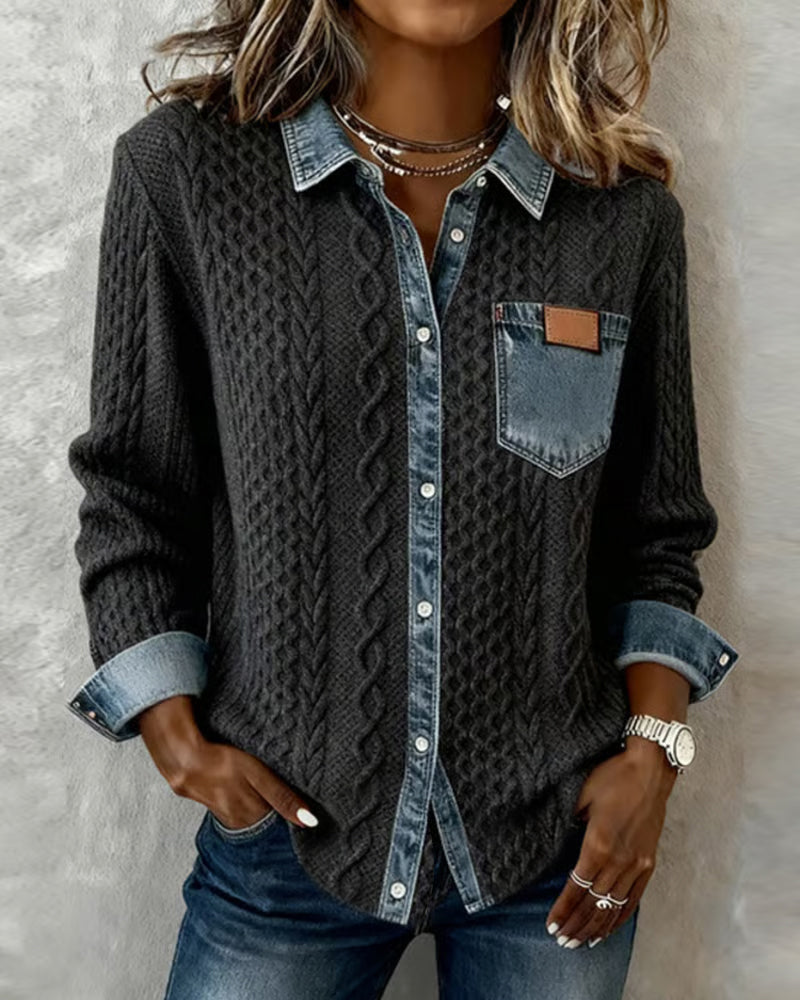 Makayla™ | Camisa de malha contrastante