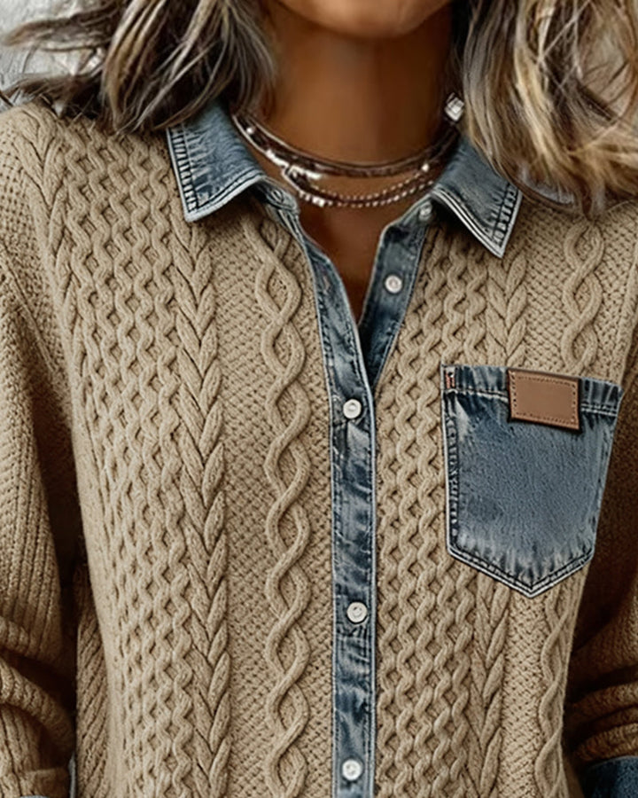 Makayla™ | Camisa de malha contrastante