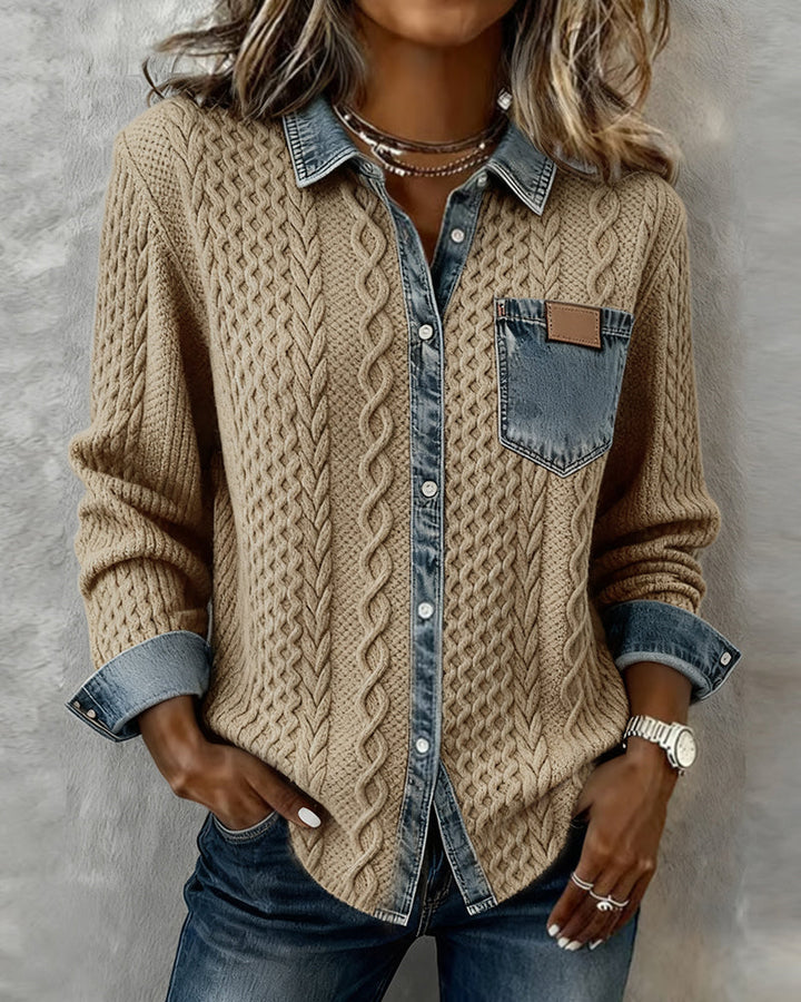 Makayla™ | Camisa de malha contrastante