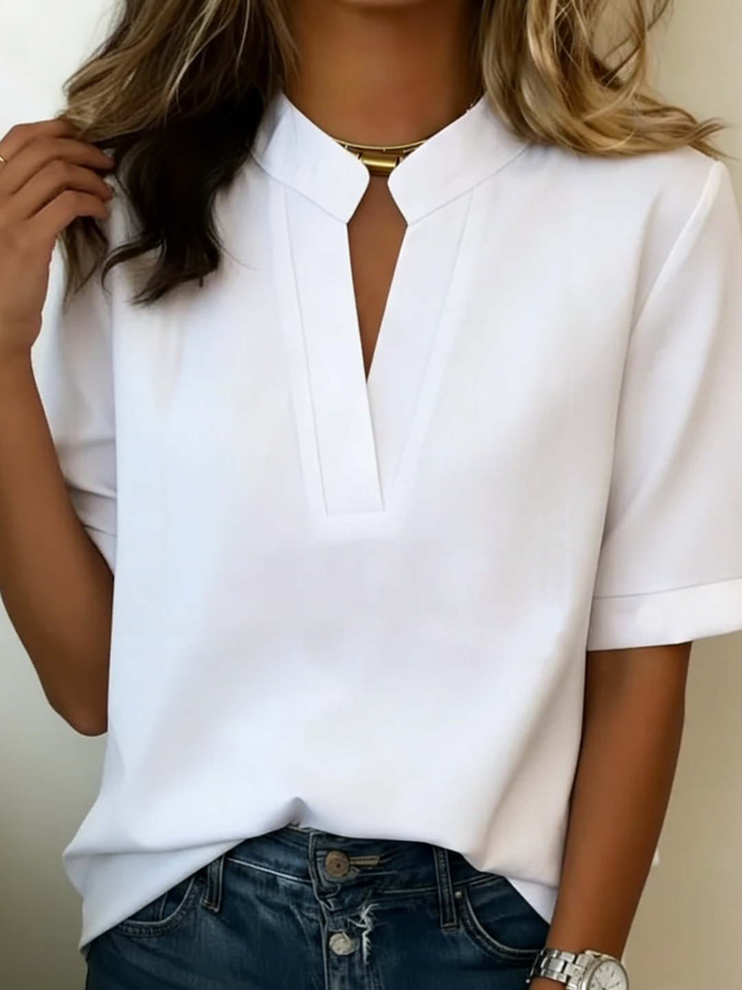 Frances™ | Blusa elegante com colarinho refinado