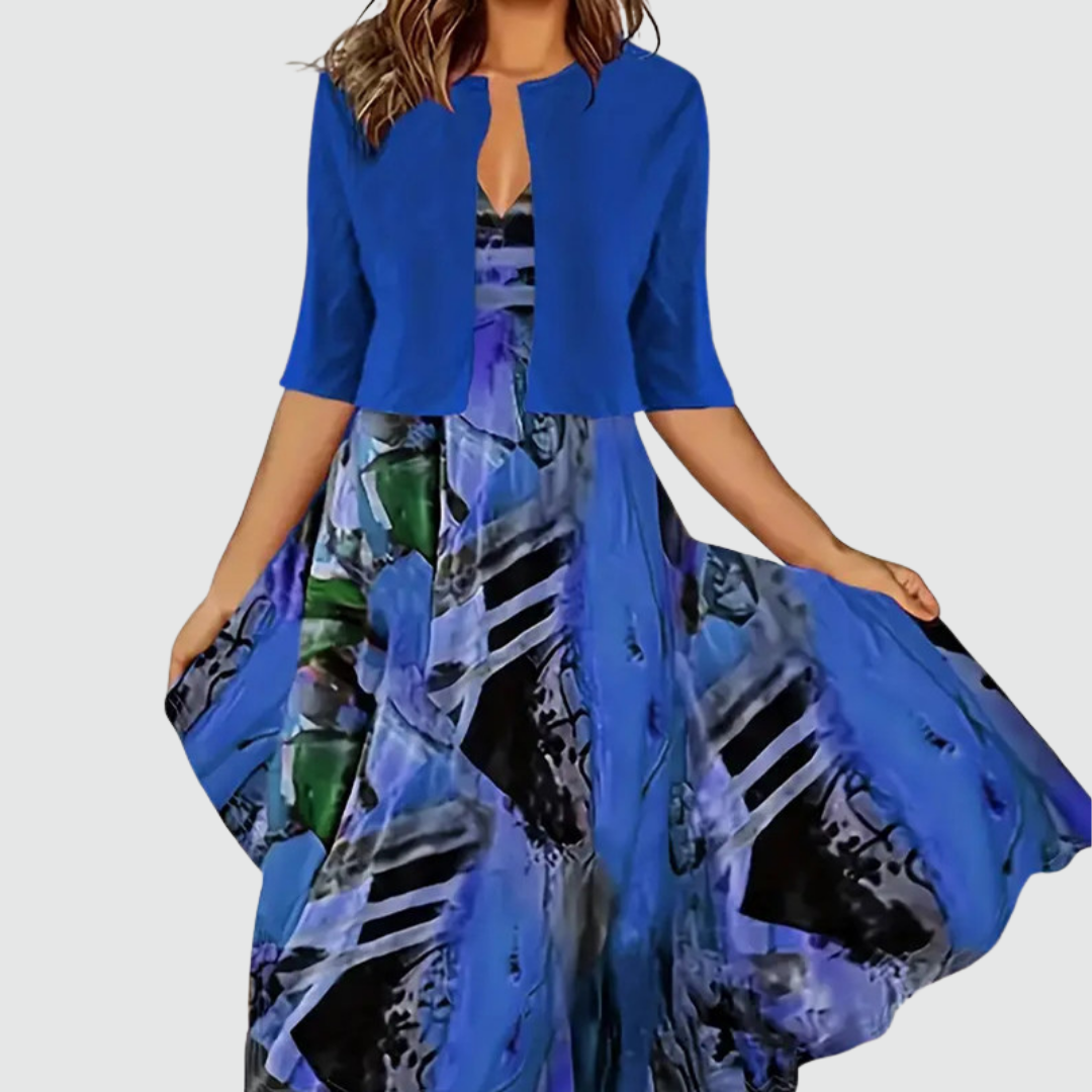 Alessia™ - Conjunto Elegante de Vestido + Cardigan