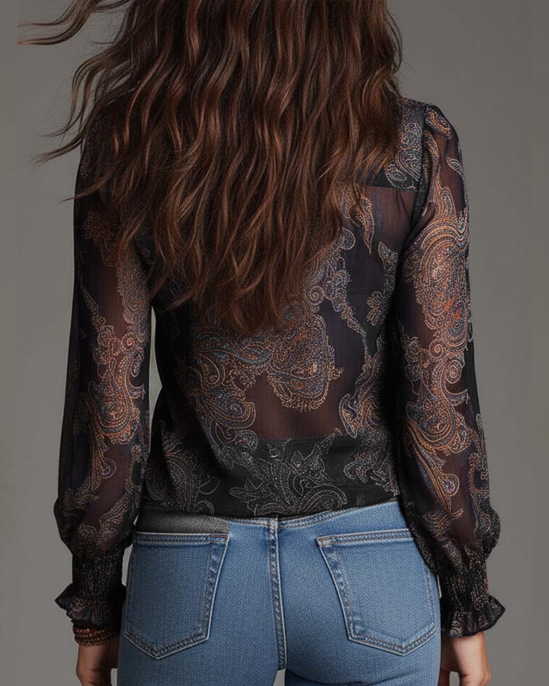 Katie™ | Blusa elegante com meio-zip e volantes