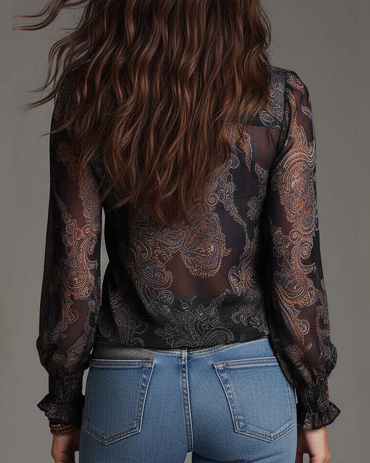 Katie™ | Blusa elegante com meio-zip e volantes