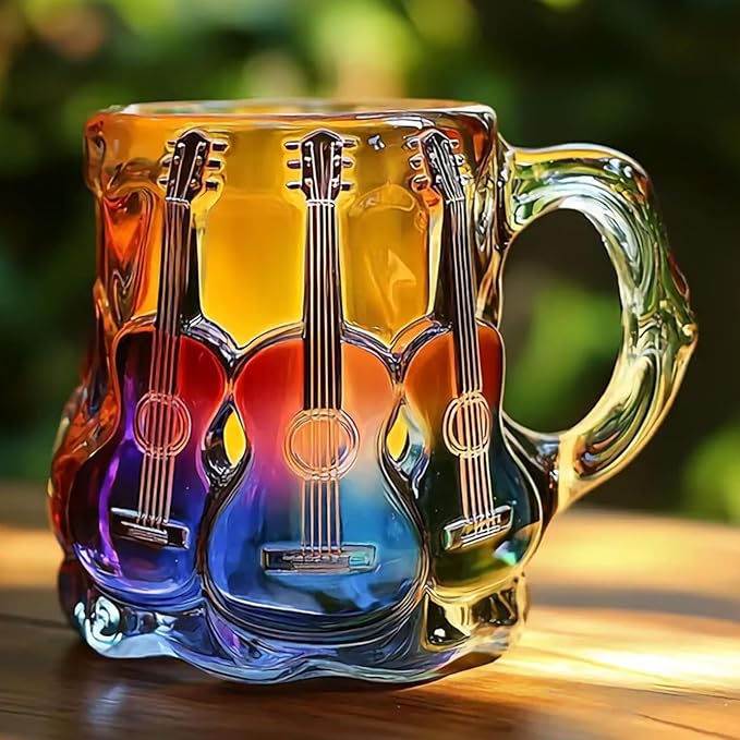 Caneca Artesanal com Arte em 3D de Guitarra