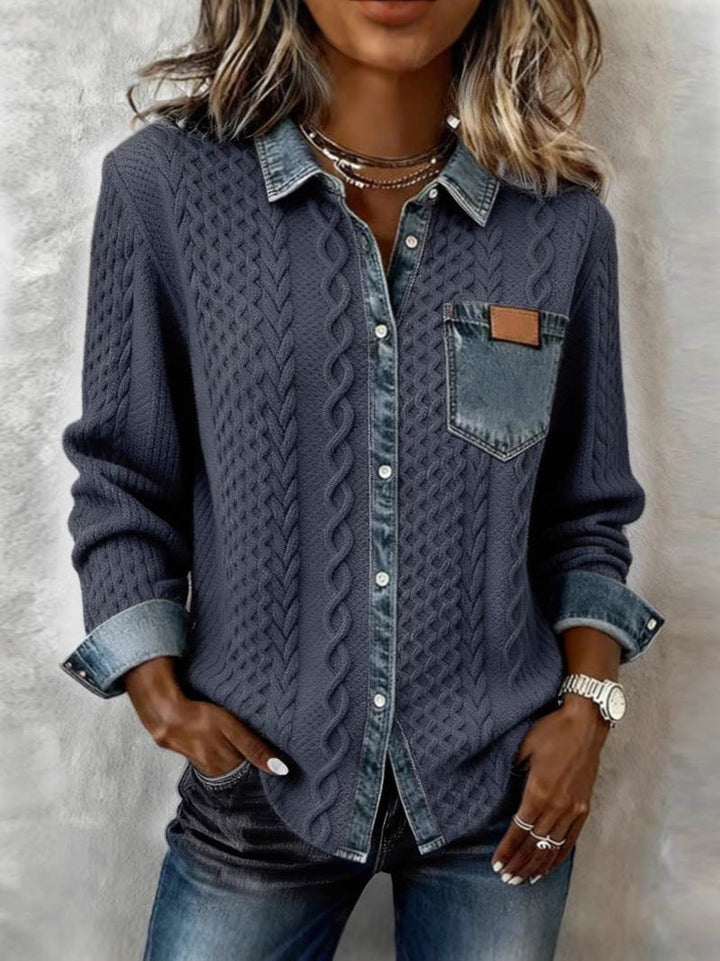 Makayla™ | Camisa de malha contrastante