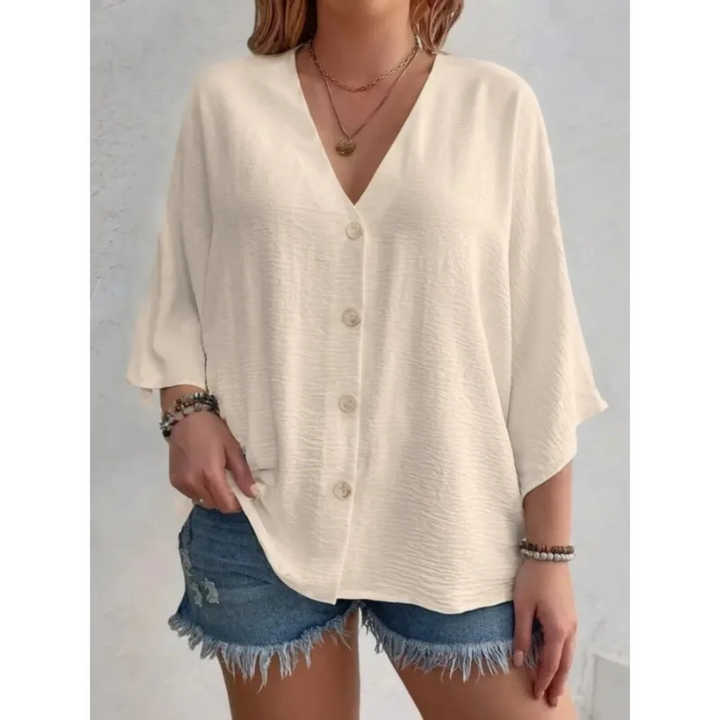 Dorothy™ | Top elegante com decote em V abotoado