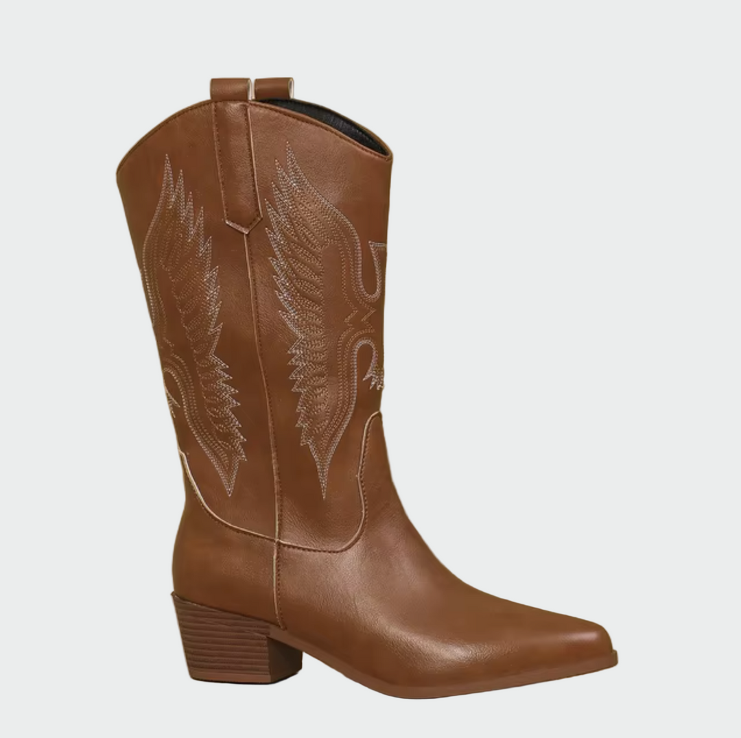 Botas de cowboy ocidentais em pele