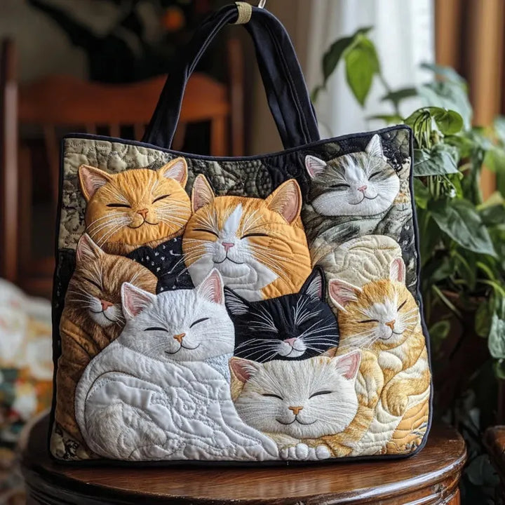 Bolsa acolchoada artesanal - Gatinhos Adormecidos