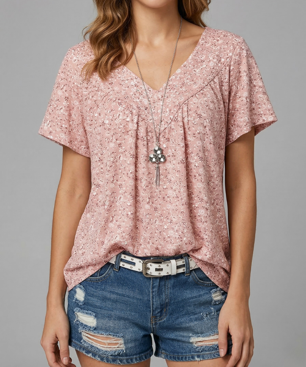 Trisha™ | T-shirt floral com decote em V