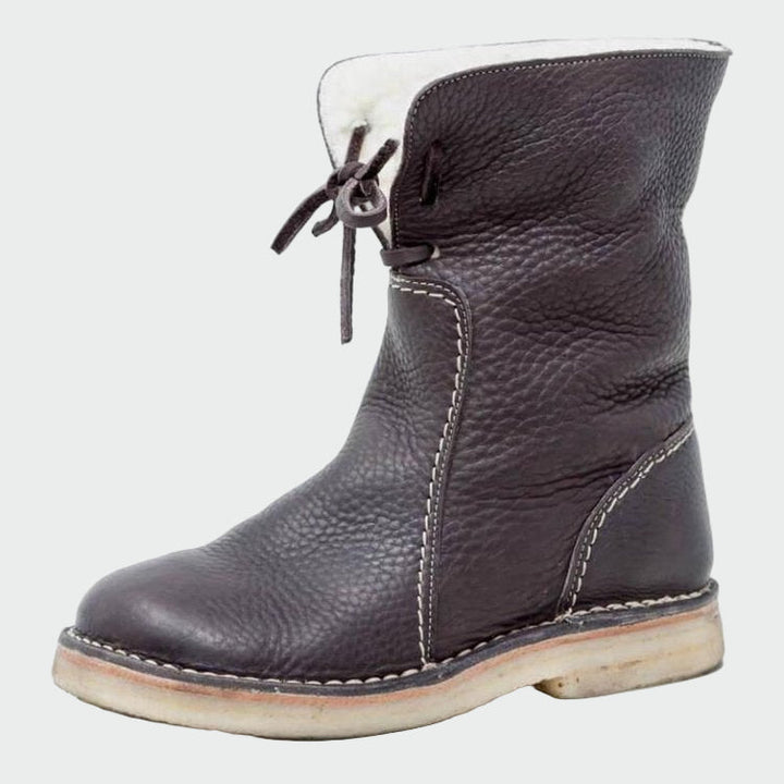 Botins de couro impermeáveis com forro de lã