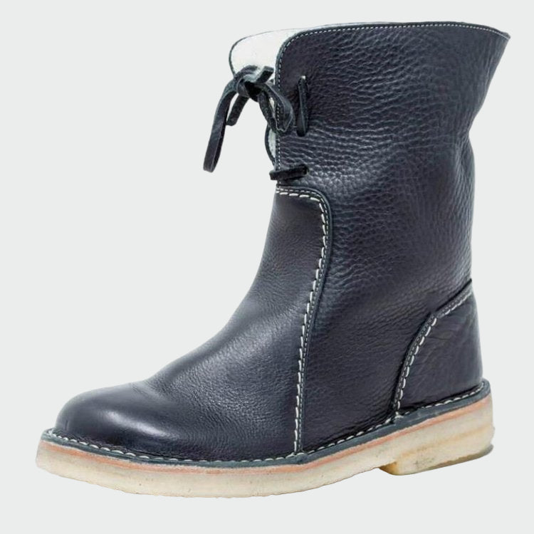 Botins de couro impermeáveis com forro de lã