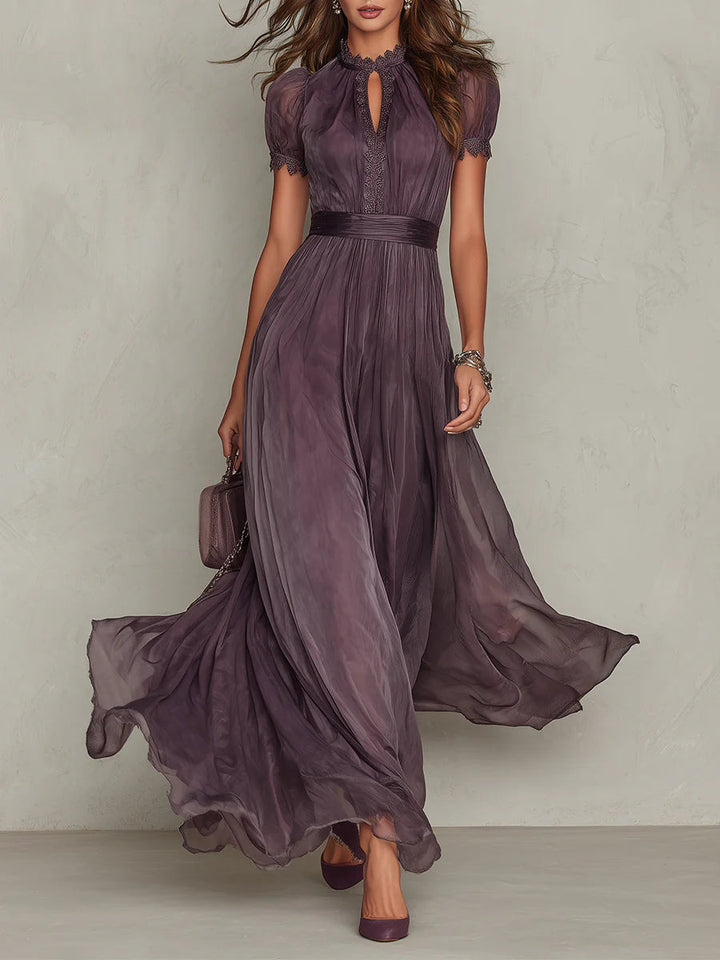 Flávia - Vestido longo roxo com decote