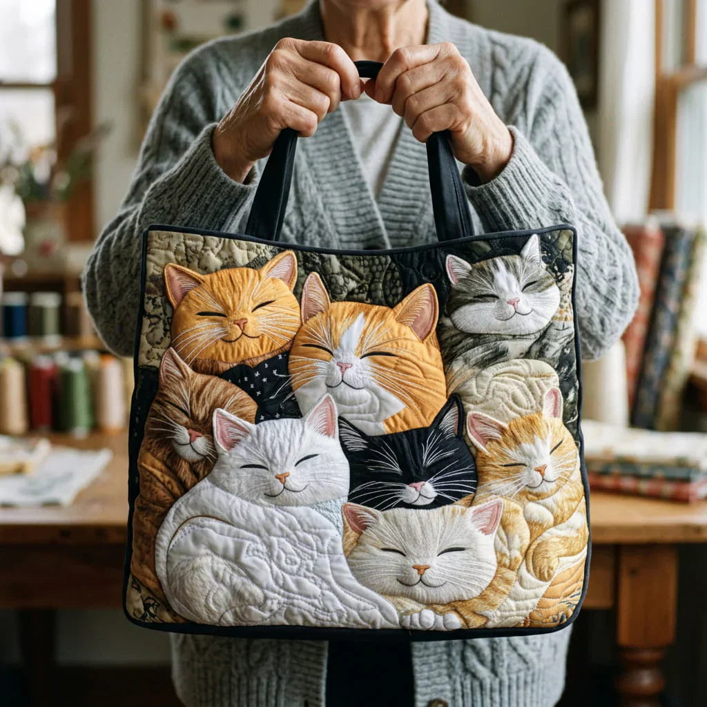 Bolsa acolchoada artesanal - Gatinhos Adormecidos