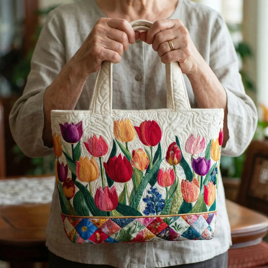 Bolsa acolchoada - Jardim de Tulipas