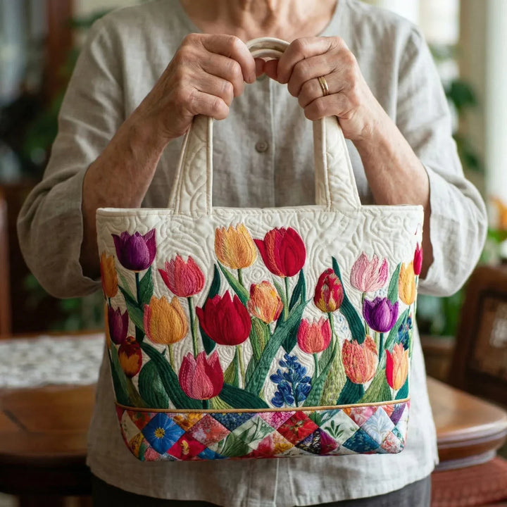 Bolsa acolchoada - Jardim de Tulipas