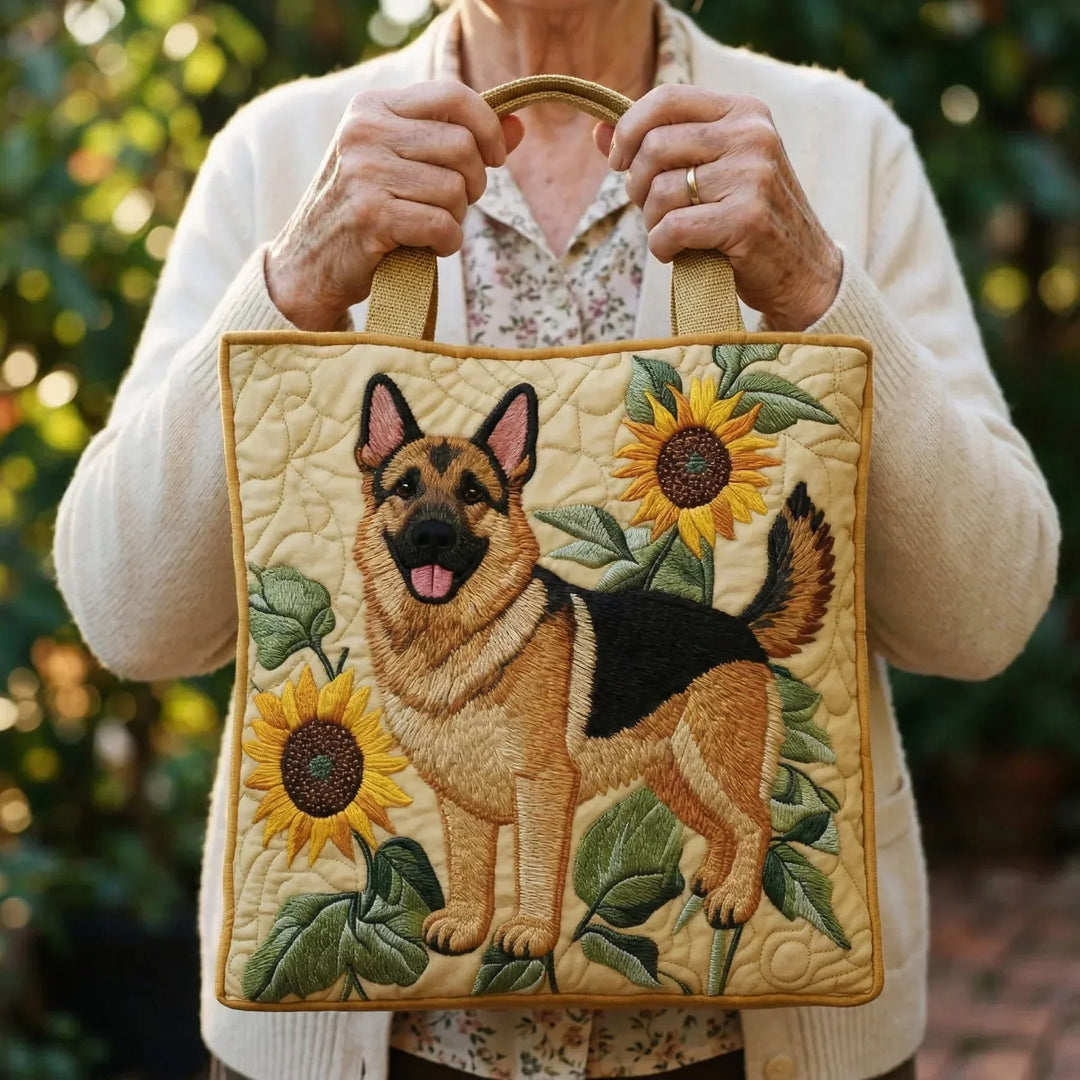 Bolsa artesanal - Pastor Alemão Floral