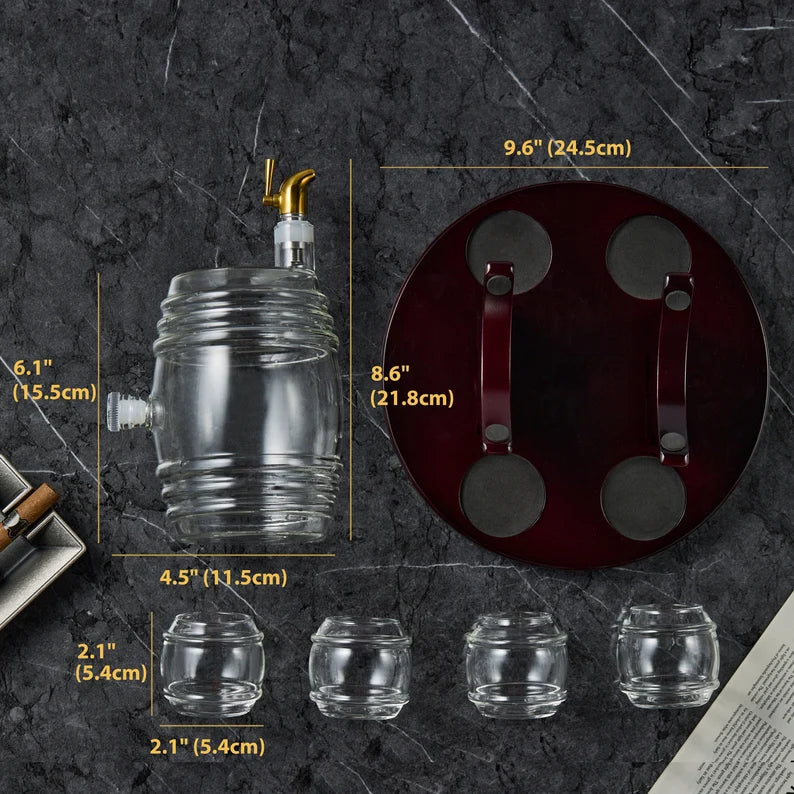 Conjunto de Decantador de Barril de Whisky