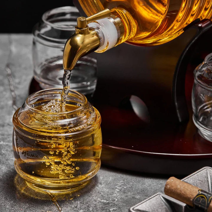 Conjunto de Decantador de Barril de Whisky