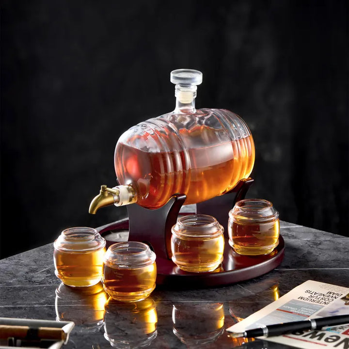 Conjunto de Decantador de Barril de Whisky
