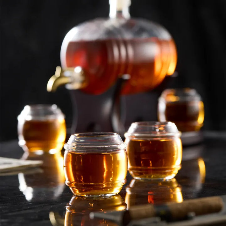 Conjunto de Decantador de Barril de Whisky