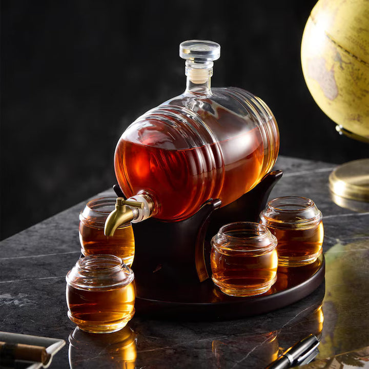 Conjunto de Decantador de Barril de Whisky